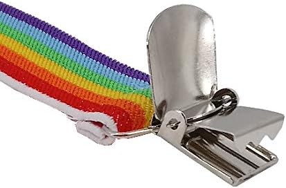 Rainbow Adjustable Elastic Y Back Style Unisex Suspender With Strong Metal Clips