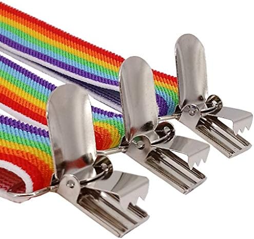 Rainbow Adjustable Elastic Y Back Style Unisex Suspender With Strong Metal Clips