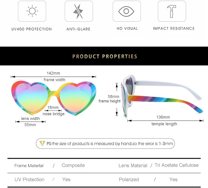 Polarized Heart Shaped Sunglasses for Women Trendy Glasses Fashion Accessories