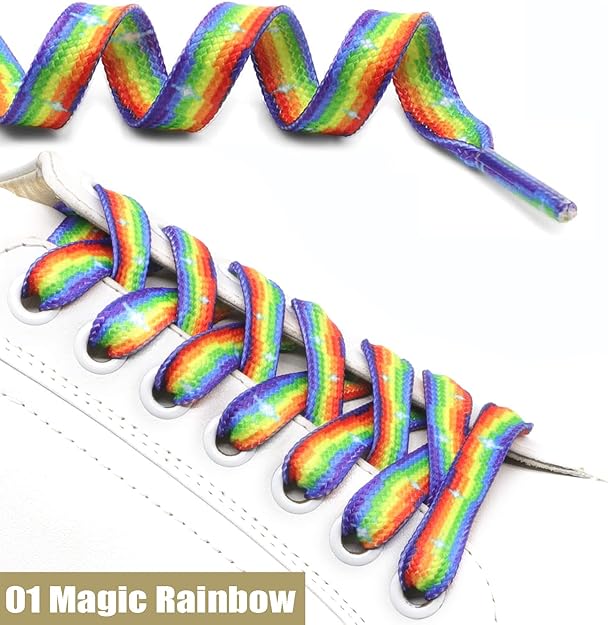 Flat Gradient Shoe Laces: Colored Print Shoelaces Sneakers