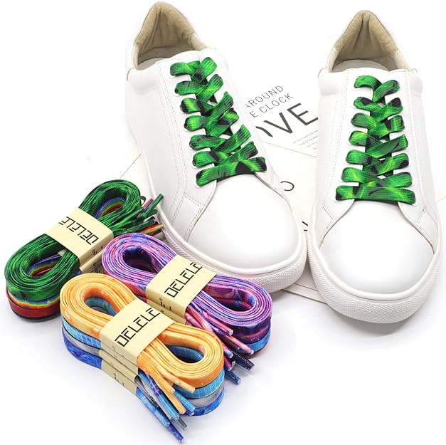 Flat Gradient Shoe Laces: Colored Print Shoelaces Sneakers