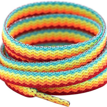 31-71" Flat Colorful Fashion Sneakers Shoelaces, Rainbow Gradient Shoe Laces