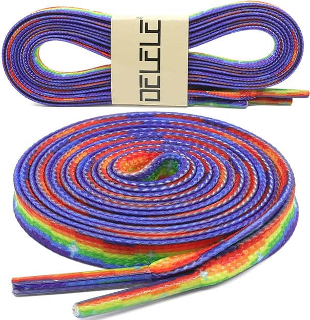 Flat Gradient Shoe Laces: Colored Print Shoelaces Sneakers