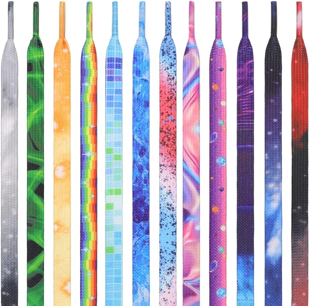 Flat Gradient Shoe Laces: Colored Print Shoelaces Sneakers