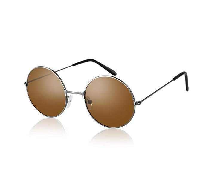 Komonee John Lennon Style Retro Sunglasses Brown