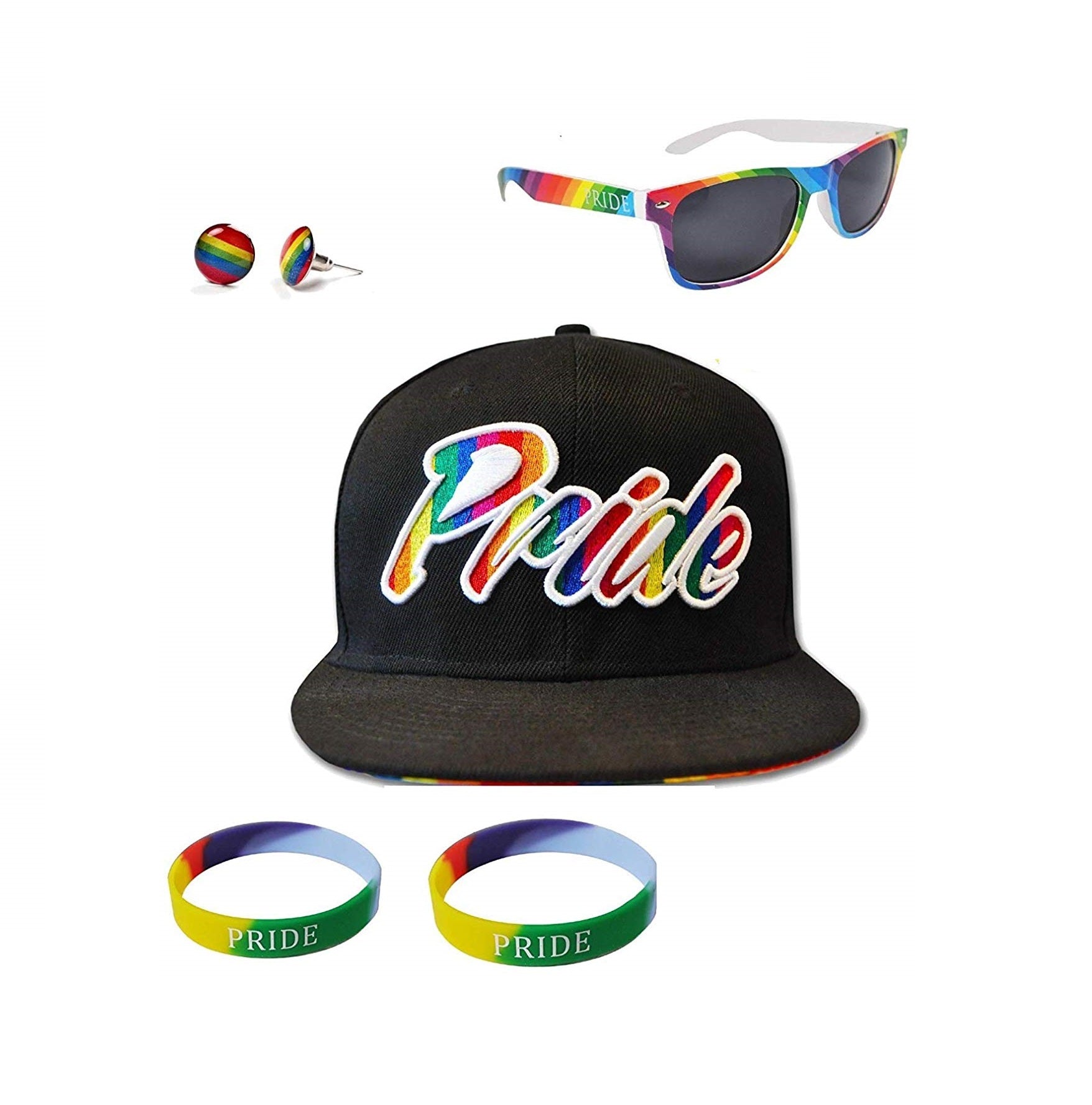 We Show Pride GAY PRIDE COMPLETE PACK - Cap, Sunglasses, Earrings & 2 x Wristbands