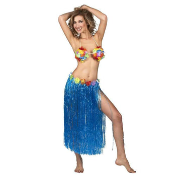 Hawaii Floral Blue Hula Skirt