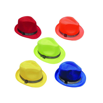 Set of 5 Neon Trilby Stag Party Gangster Hats
