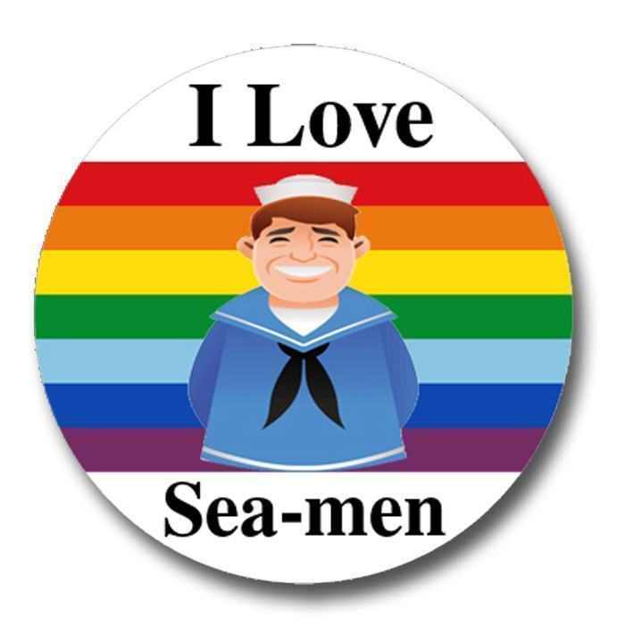 I Love Sea-Men Round Sticker (PRRSK5)
