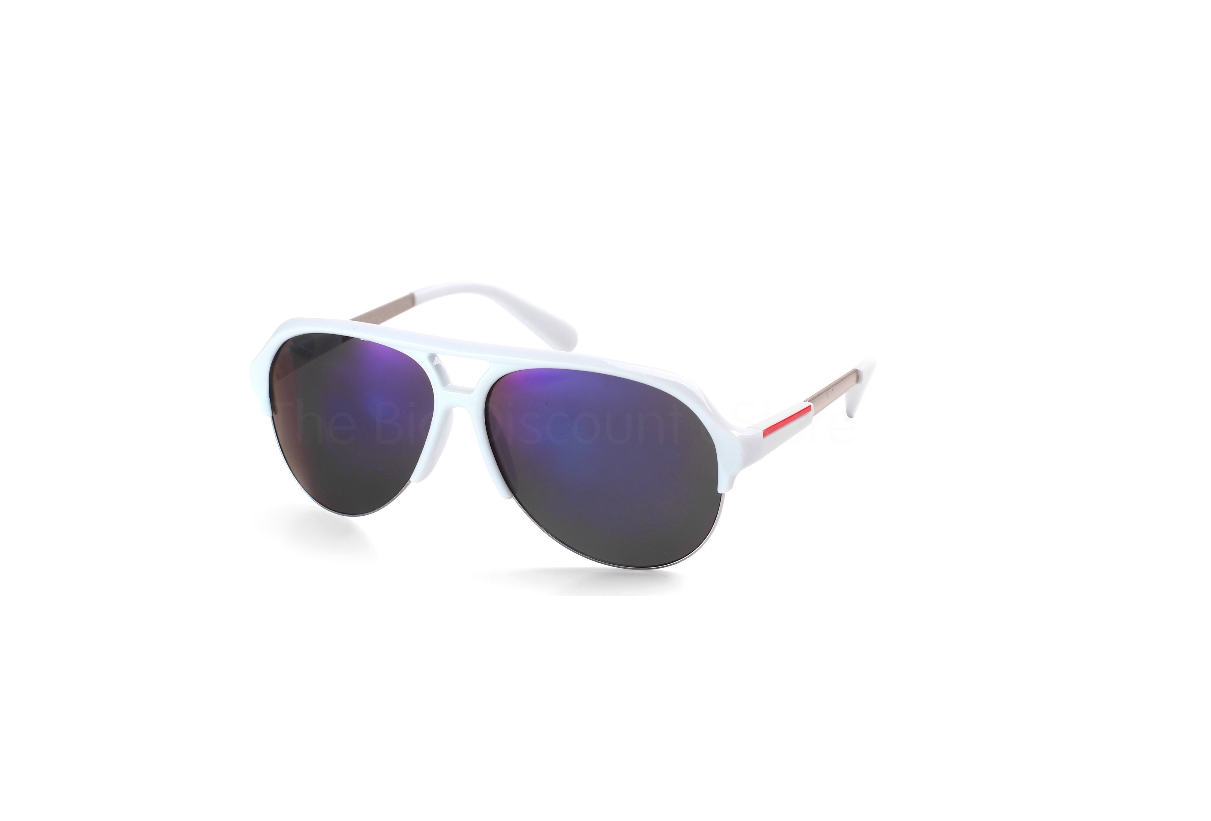 Komonee White Thick Frame Billionnaire Flight Style Sunglasses