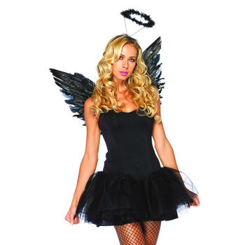 Sexy Black Fallen Angel Fancy Dress Outfit