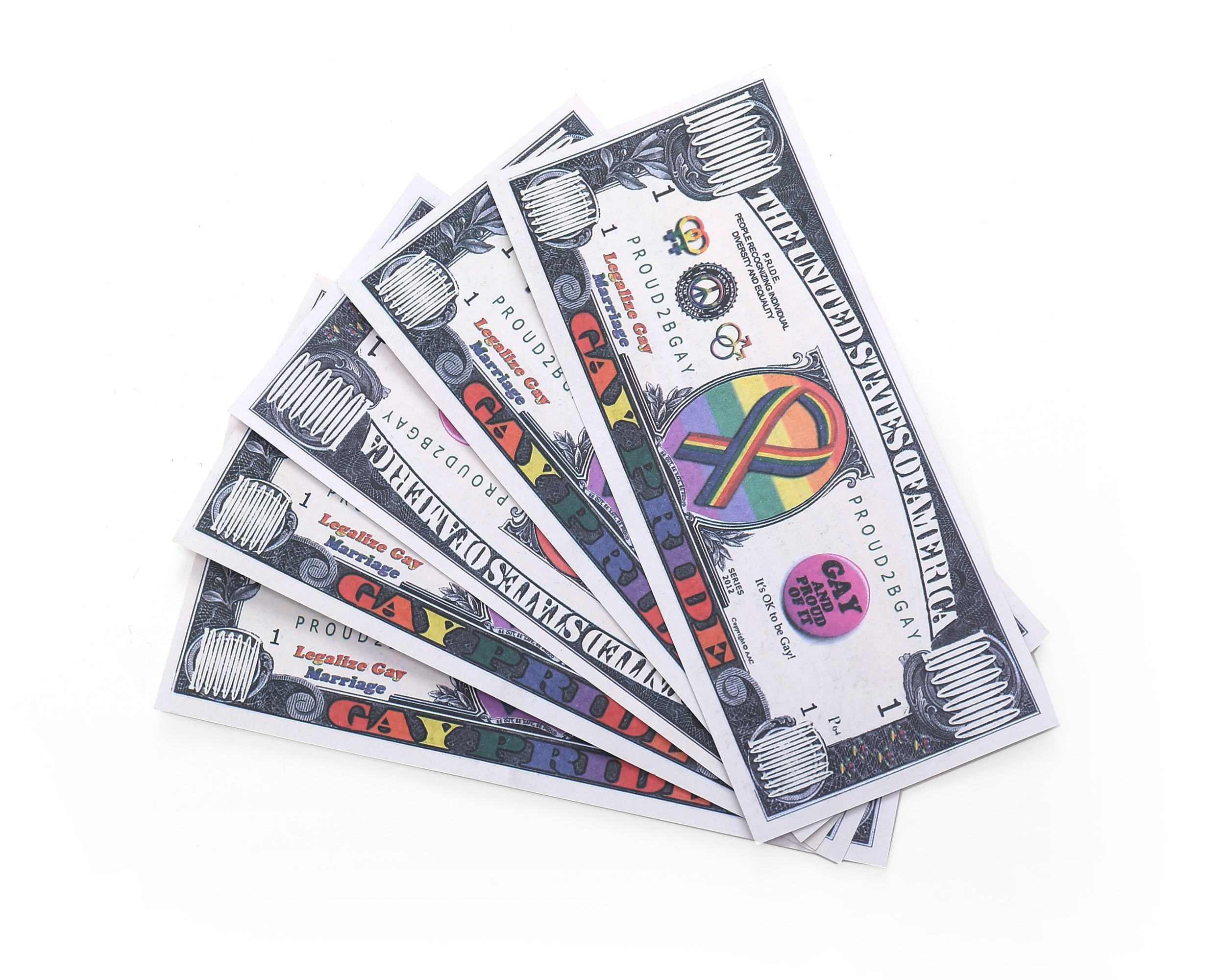 Gay Pride Novelty Notes $1 Million USA Dollar Bills