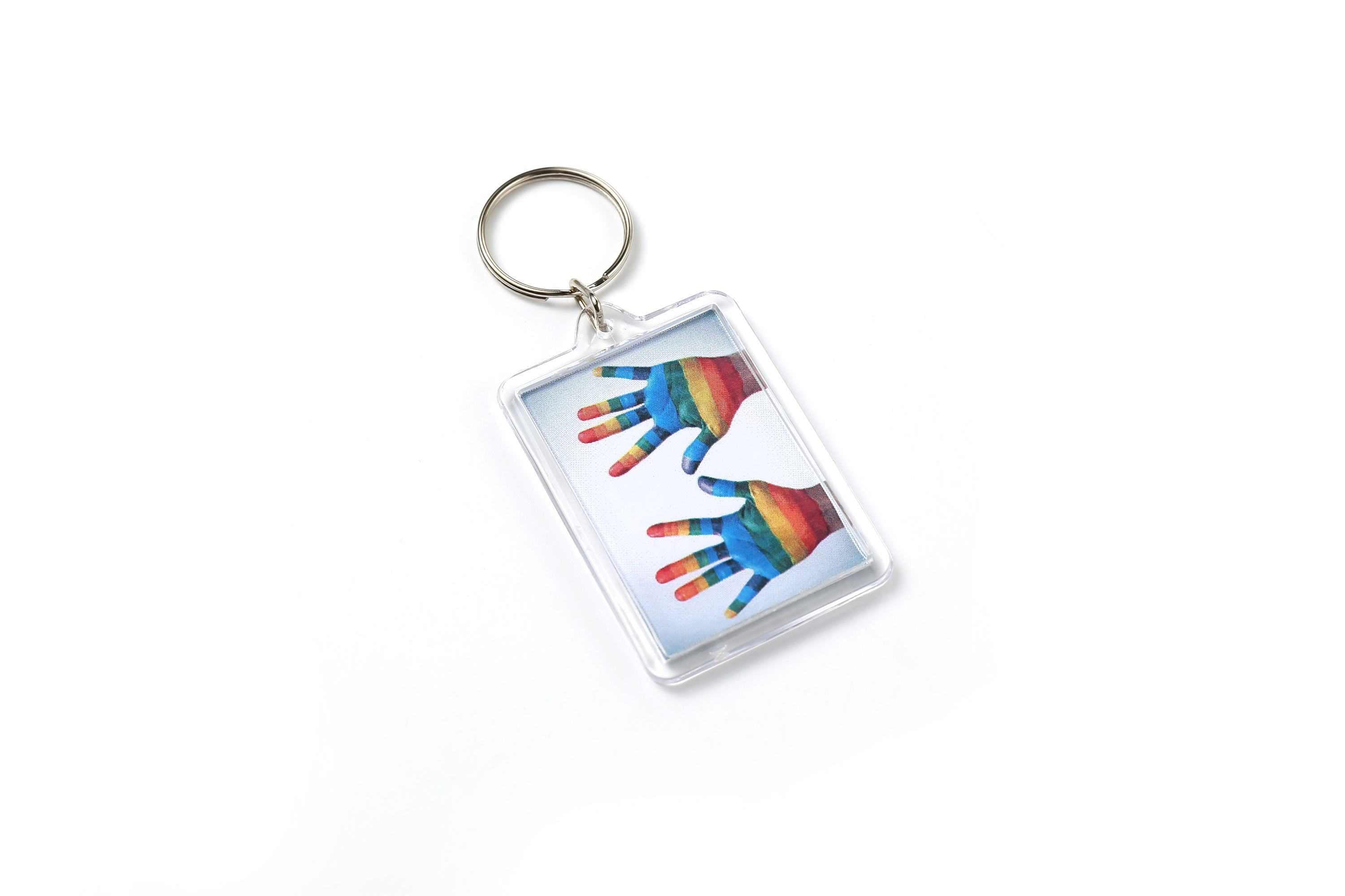 Gay Pride Rainbow Hands Acrylic Keyring