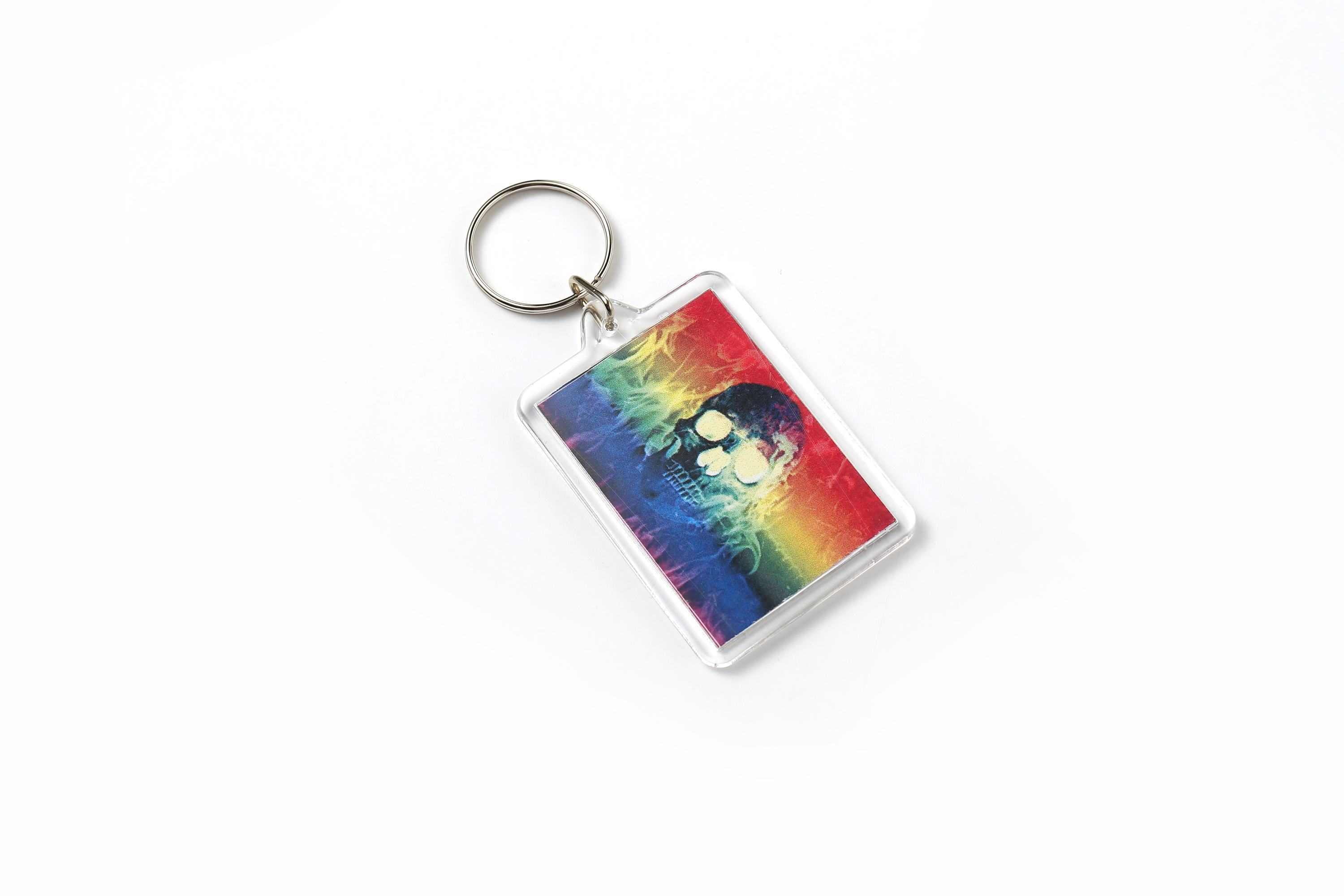 Gay Pride Rainbow Skull Acrylic Keyring