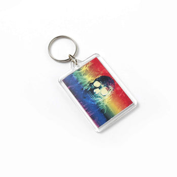 Gay Pride Rainbow Skull Acrylic Keyring