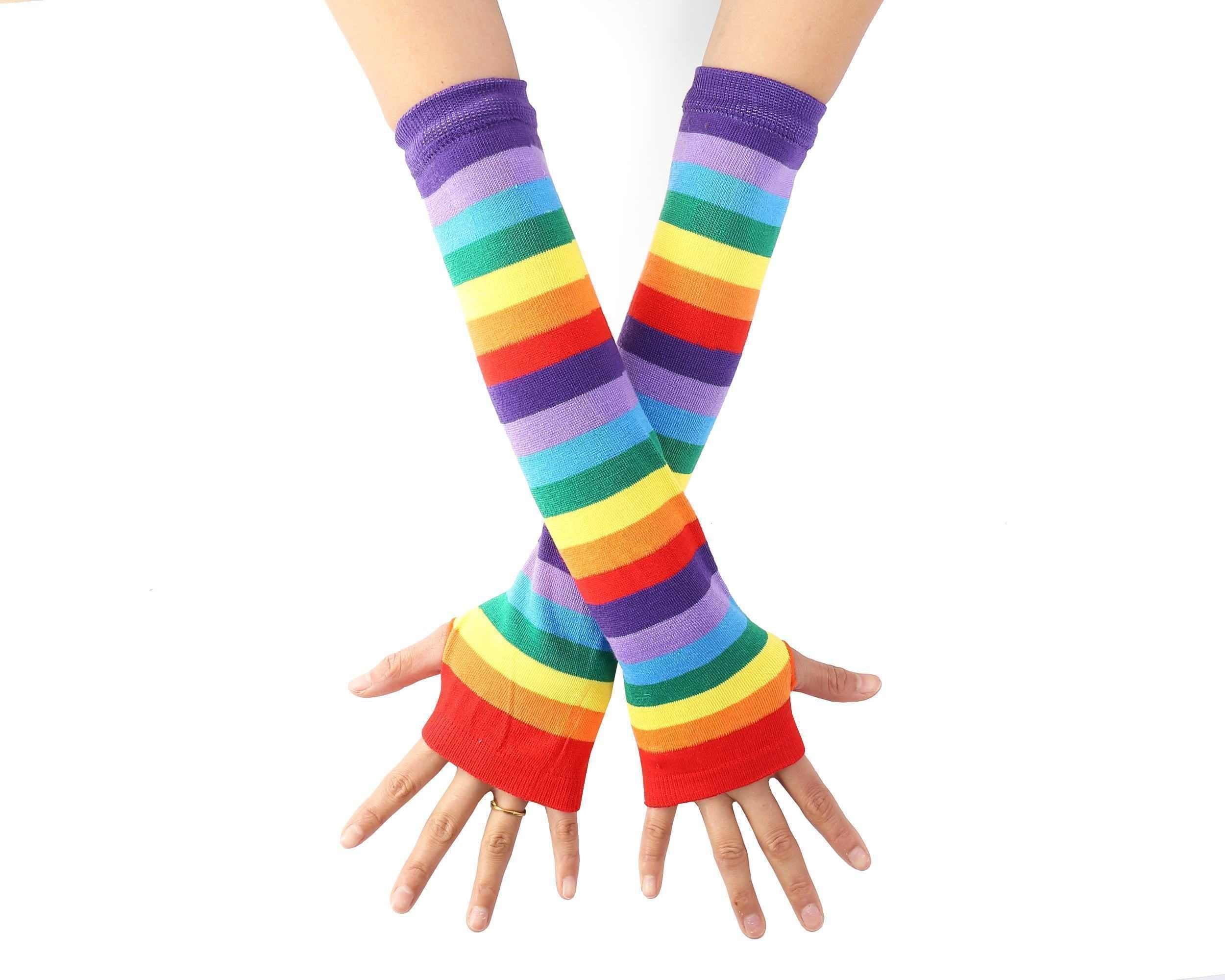 Rainbow Arm Warmers Gloves