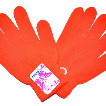 Komonee Neon Bright Colour Knitted Woolly Winter Gloves (Orange) 