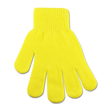 Komonee Neon Bright Colour Knitted Woolly Winter Gloves (Yellow)