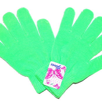 Komonee Neon Bright Colour Knitted Woolly Winter Gloves (Green)