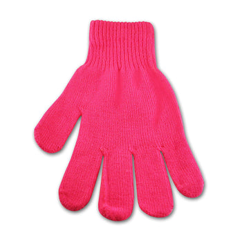 Komonee Neon Bright Colour Knitted Woolly Winter Gloves (Pink) 