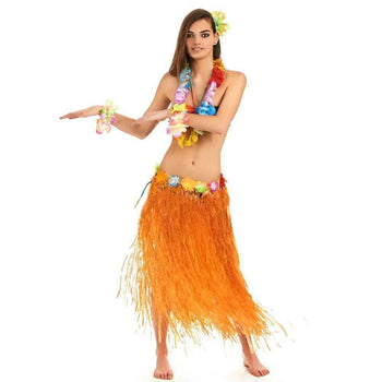 Hawaii Floral Orange Hula Skirt