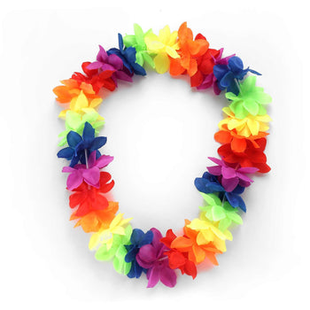 Rainbow Floral Lei Garland Necklace 